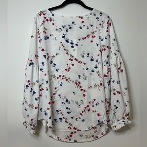 NWT Ann Taylor Patterned & Puffy Sleeved Blouse
